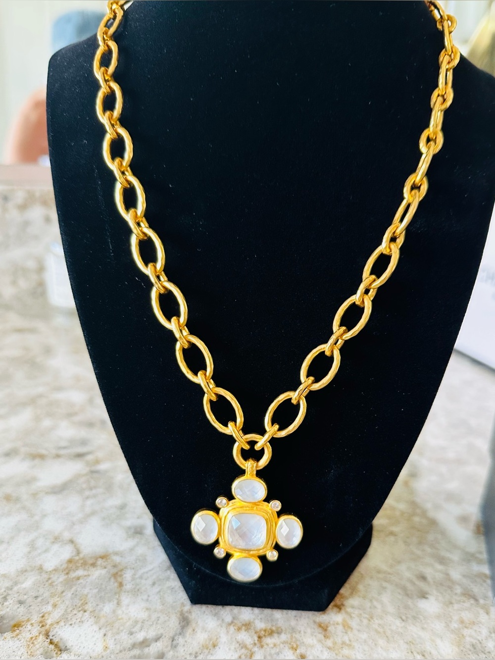 Julie Vos Gold-Plated Necklace with Faux Pearl and Rhinestones